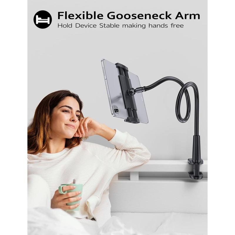 Tryone Gooseneck Tablet Holder Stand for Bed Adjustable Flexible Arm Tablets Mount Clamp on Table Compatible with iPad Air Mini | Galaxy Tabs | Kindle Fire | Switch or Other 4.7-10.5