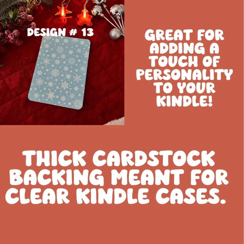 Festive Christmas Kindle Device Inserts - Durable Cardstock Inserts for Clear Case Covers | Oasis Paperwhite Skins | Decoration Gifts for Readers | Basic Reading Accessories | Booktok | Book Lover