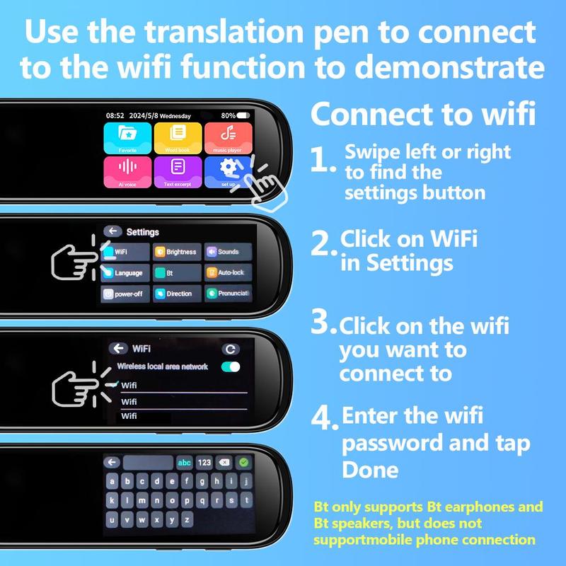 Christmas Gift, Translation Pen with Wifi, Versatile Translation Quick Check, Professional Translation Comparable To Professional Level 8 Translation Pen, 134 Languages Two-way Intercom, Online Scanning Supports 60 Languages, Digital Products