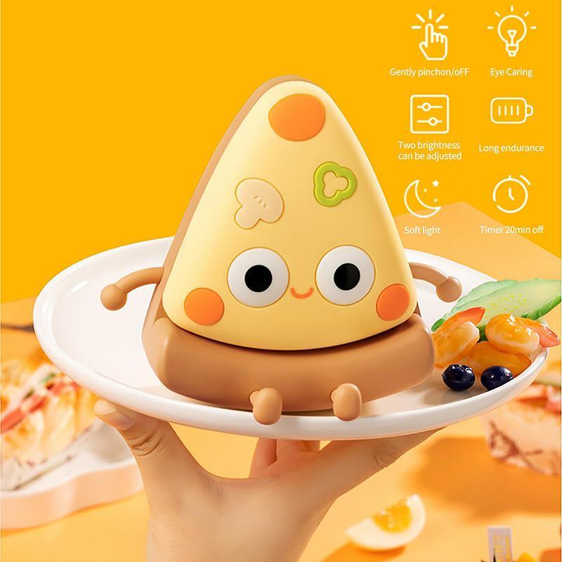 Cute Cartoon Pizza Shaped Night Light, USB Rechargeable Touch Control Night Lamp, Desktop Decorative Ornament Lamp, Ideal Gifts