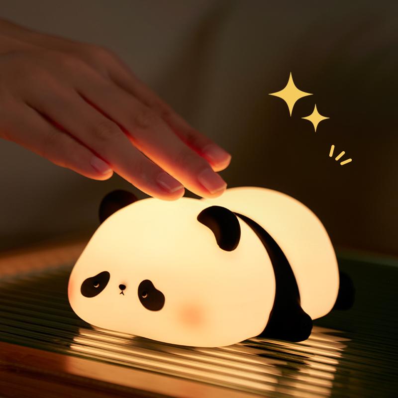 Panda LED Night Light, Cute Silicone Panda Night Light USB Touch Night Lamp, Bedroom Timing Lamp For Decoration Children's Gift