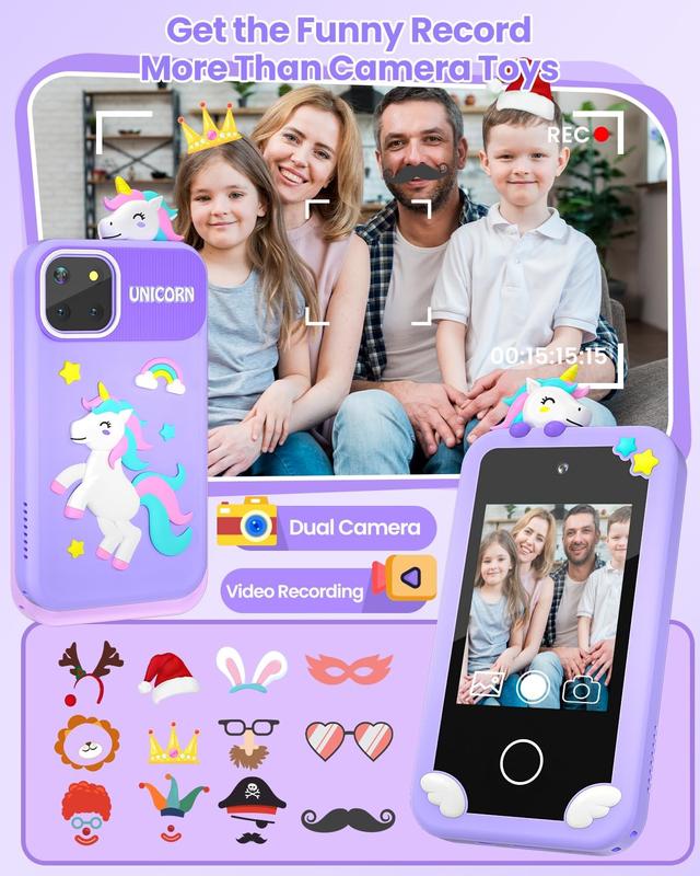 Kids Toy Smart Phone,Smart Phone Toys for Girls with High-definition Camera-Phone Toys with Learning Games,Travel Toys with MP3 Music Player for Birthday Gifts for Boys Girl Boy Girl Birthday Gifts touch screen toy game phone