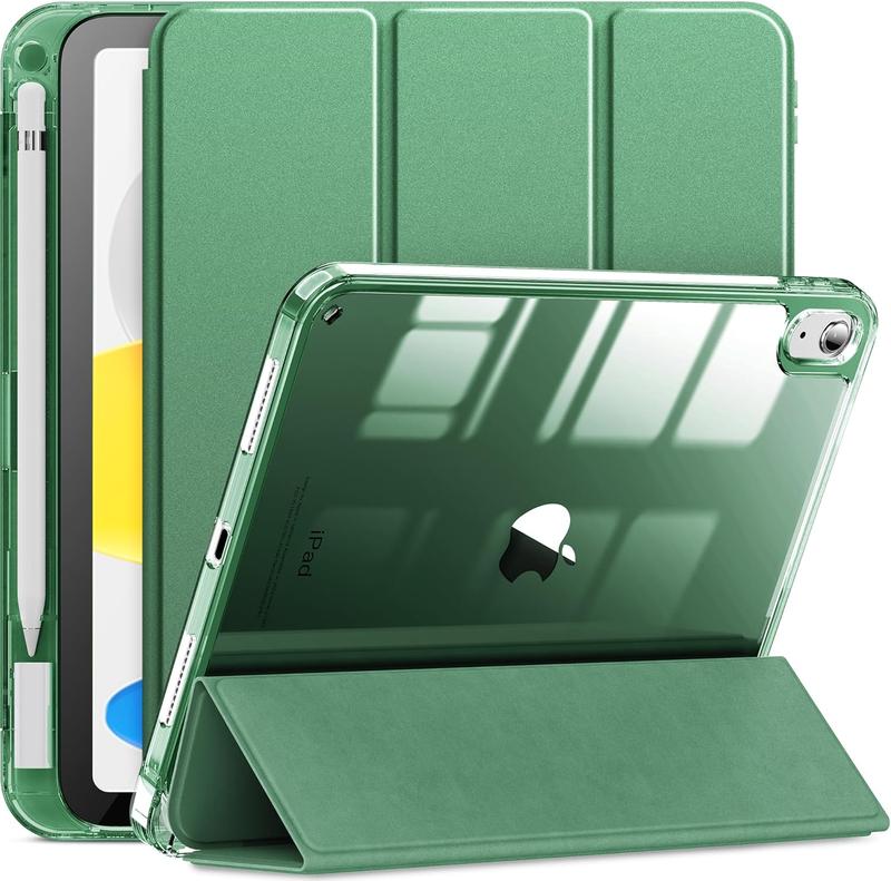 Compatible with iPad 10th Generation Case 2022, iPad Case 10th Generation 10.9 Inch, Full Crystal Clear [ Anti-Yellowing ] with Special Slot for Pencil &  Adapter (Morino Green)