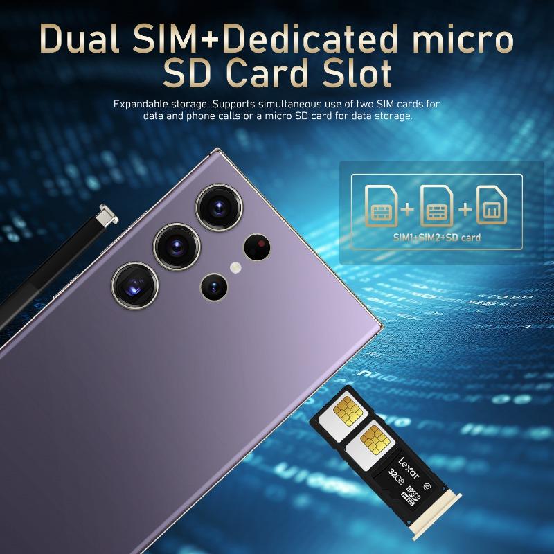 S24 Ultra Mobile Phones 7.3 HD Screen SmartPhone Original 1+16 4G 5G Dual Sim Celulares Android Unlocked 8000mAh Cell Phone