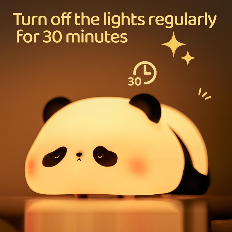 Panda LED Night Light, Cute Silicone Panda Night Light USB Touch Night Lamp, Bedroom Timing Lamp For Decoration Children's Gift