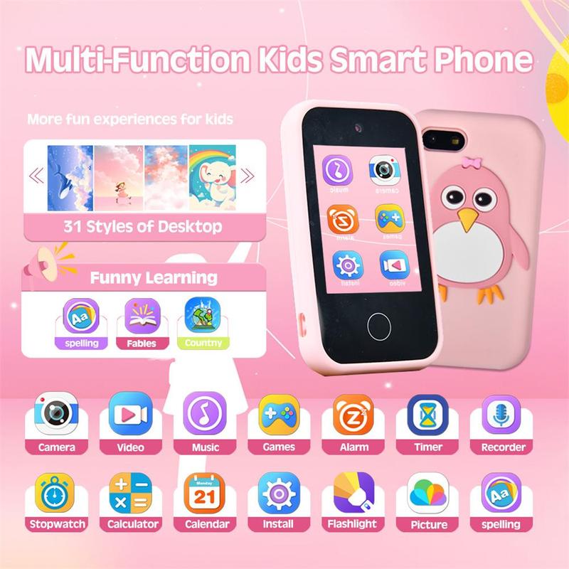 KGG Student Smart Phone with Dual Camera, 1 Count Rechargeable Funny Learning Education Tool, Smart Watch Music Game Player, Alarm Clock, Calculator, Flashlight