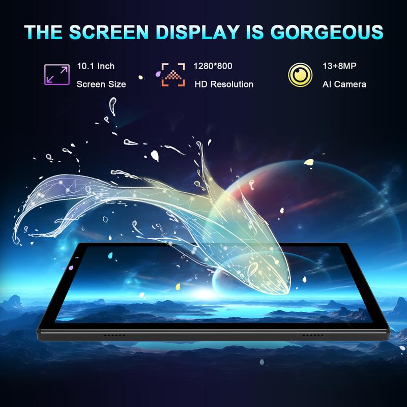 2024 Newest Android 14 Tablet 10.1 Inch Screen, 128GB ROM + 8GB RAM(4+4 Virtual) Storage Tablet Octa-Core Processor, 5G WiFi Tablet with 7000mAh Battery, 1280*800 HD Display Bluetooth GPS 13MP Camera