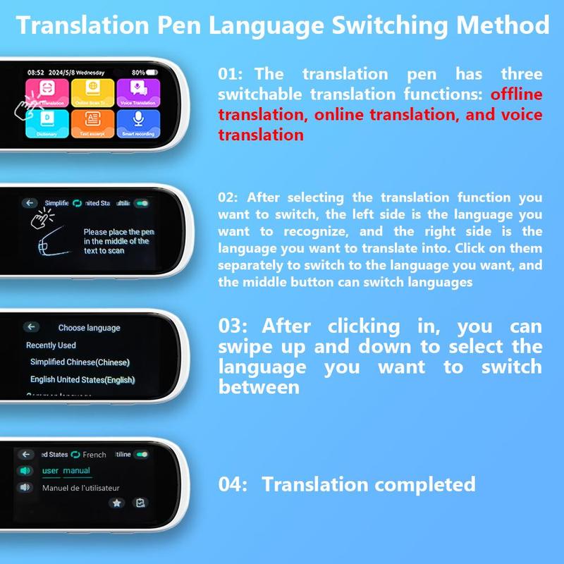 Christmas Gift, Translation Pen with Wifi, Versatile Translation Quick Check, Professional Translation Comparable To Professional Level 8 Translation Pen, 134 Languages Two-way Intercom, Online Scanning Supports 60 Languages, Digital Products