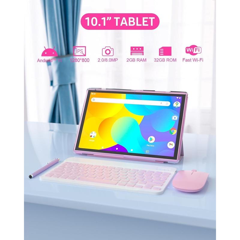 Tablet 2 in 1 tablet with keyboard case mouse stylus pen, 10 inch Tablet Android tablets PC, 10.1 