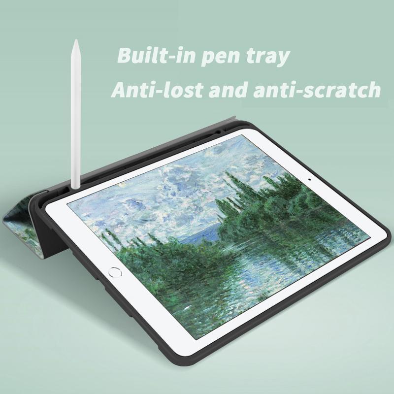 Landscape Pattern Tablet Case, 1 Count Tablet Protective Cover with Pencil Holder, Tablet Accessories Compatible with iPad