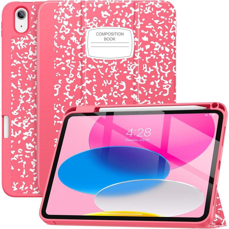 for iPad 10th Generation Case  10.9 Inch with Pencil Holder, [Premium Shockproof + Auto Sleep Wake] with Soft TPU Back Cover, Slim Trifold Stand for A2696 A2757 A2777, Book Watermelon