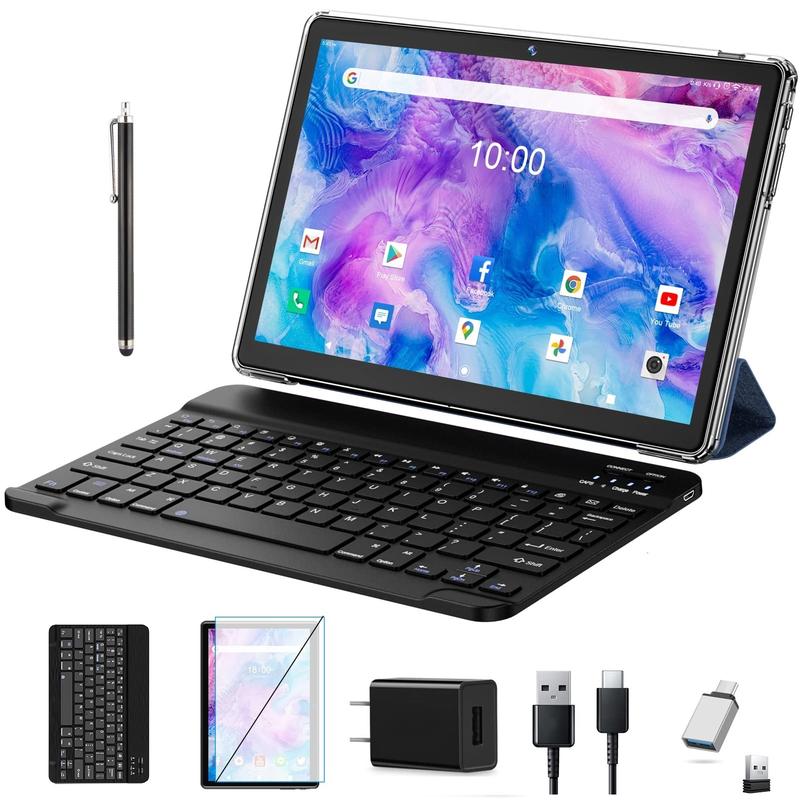 [Tablet on Sale] 2024 Newest Tablet 10 Inch, Android 11 Tablet Newest Octa-Core Processor, 2 in 1 Tablet with Keyboard, 64GB ROM + 4GB RAM Storage, 128GB Expandable, 5G WiFi, Bluetooth, GPS, 1280 * 800 HD Display