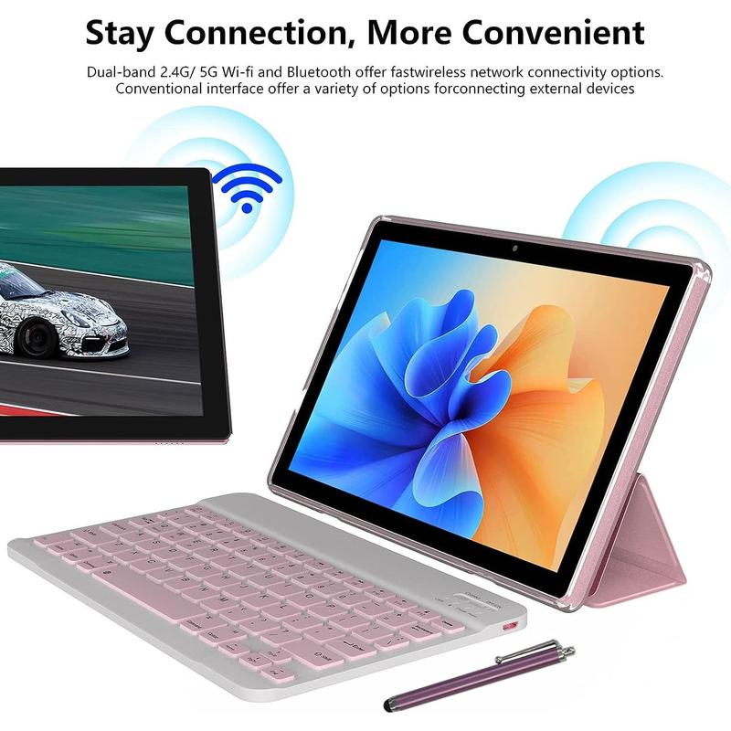 Android 13 tablet with keyboard, 10.1 inch 2 in 1 Tablets, 12GB RAM + 128GB ROM 2.0GHz CPU tableta, 2.4g 5G wifi6 BT 5.0 tablet PC, 1280*800 HD tablet with case mouse stylus film, 6000mAh battery tablet