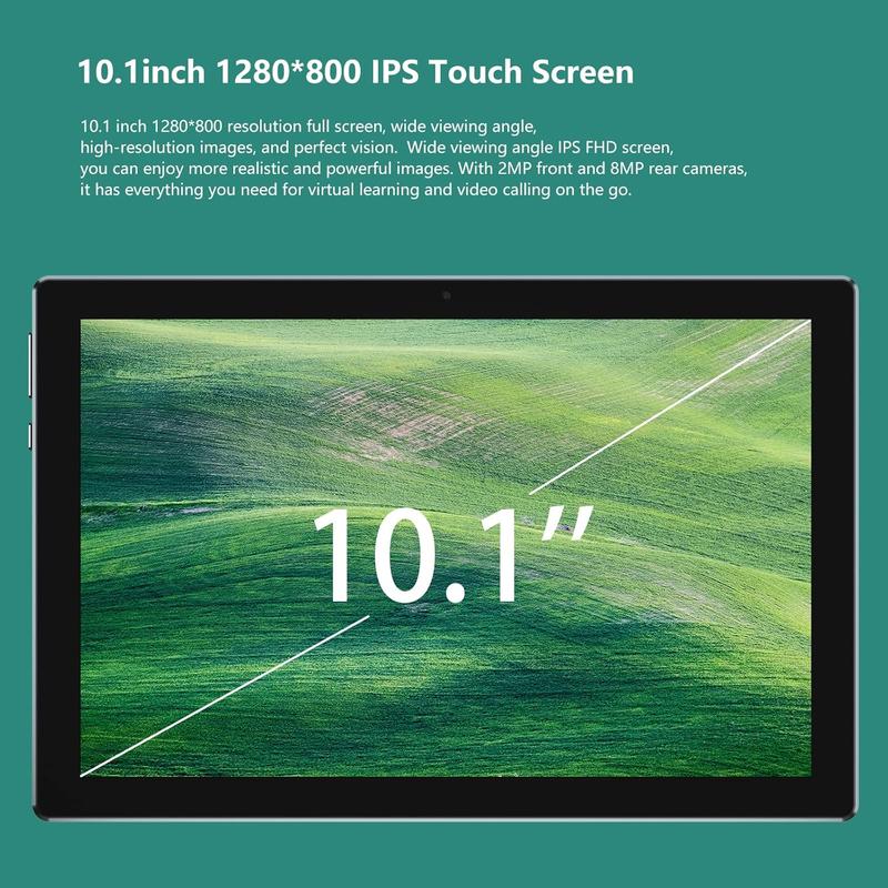 2024 Newest Android 14 Tablets 10 Inch, 2 in 1 Tablet, Tablet with Keyboard Case, 8GB+64GB ROM 512GB Computer Tablets, Quad Core, HD Touch Screen, Dual Carema, , , BT,  GMS Black