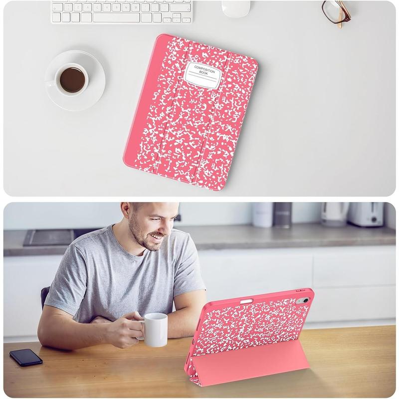 for iPad 10th Generation Case  10.9 Inch with Pencil Holder, [Premium Shockproof + Auto Sleep Wake] with Soft TPU Back Cover, Slim Trifold Stand for A2696 A2757 A2777, Book Watermelon