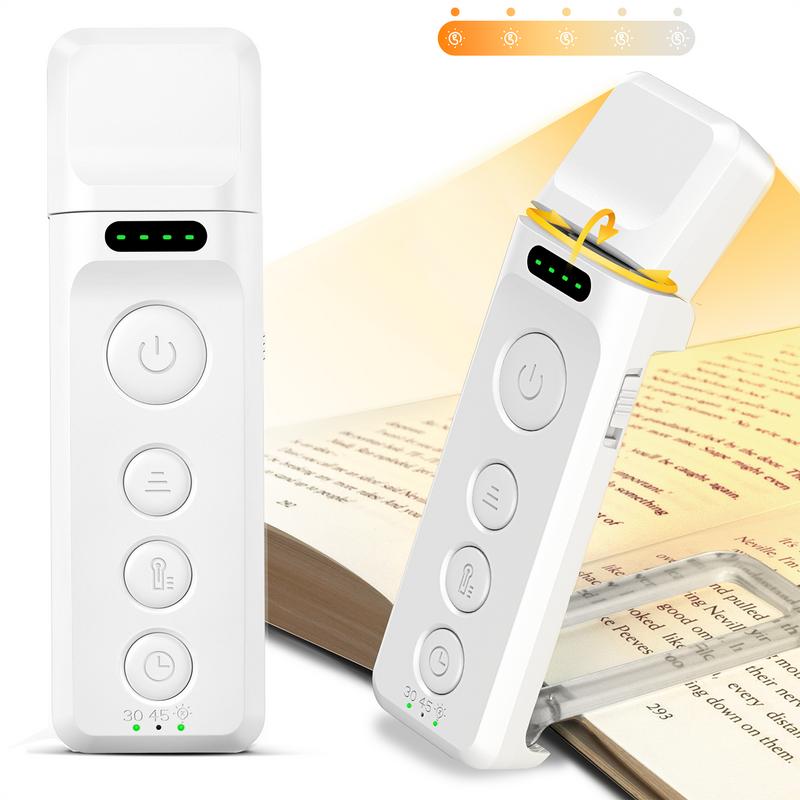 Glocusent Bookmark Style Book Light, Reading Light with Sleep Aid & Timer, 5 Brightness & 3-Color Expertise Book Light for Reading in Bed, USB Rechargeable Lamp for Book Lovers Gifts