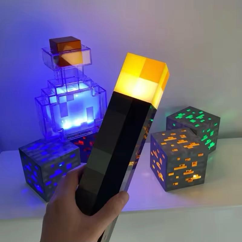 Minecraft Brownstone Torch LED Lamp Potion Bottle Light USB Rechargeable Night Light Kids Xmas