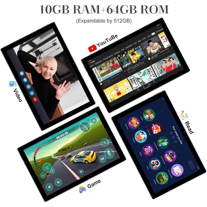 2 in 1 Tablet, 10 inch Android 13 Tablet with Keyboard, 10GB+64GB+512GB Expand Dual Camera, IPS Touch Screen Tablet Computer, WiFi, Bluetooth, Long Battery Life, Certified Tablet PC, Pink