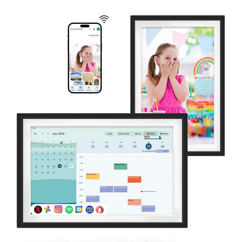 CHANGING F10S 10.1” All-in-one Smart Dispaly|Google Calendar&Digital Picture Frame&Voice Assistant-Hey Google&Homehub|Google Photos safe in 15GB Cloud storage&32GB ROM|Anti-glare Touchscreen on Wall|Spotify|Drawing Tablet|Netflix|Battery(Black Plastic)