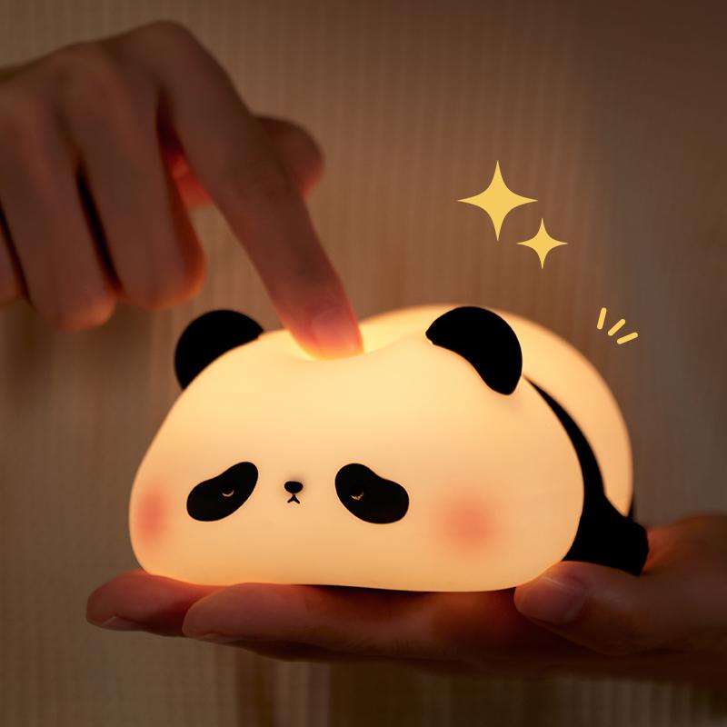 Panda LED Night Light, Cute Silicone Panda Night Light USB Touch Night Lamp, Bedroom Timing Lamp For Decoration Children's Gift