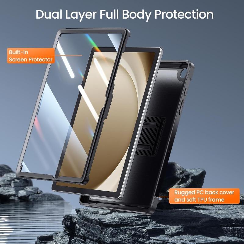 for Galaxy Tab A9 Plus 11 Inch 5G 2023 Case, Built-in Screen Protector Kickstand Full-Body Dual Layer Shockproof Protective Cover for Tablet A9+ 11'' (SM-X210 X216 X218), Black