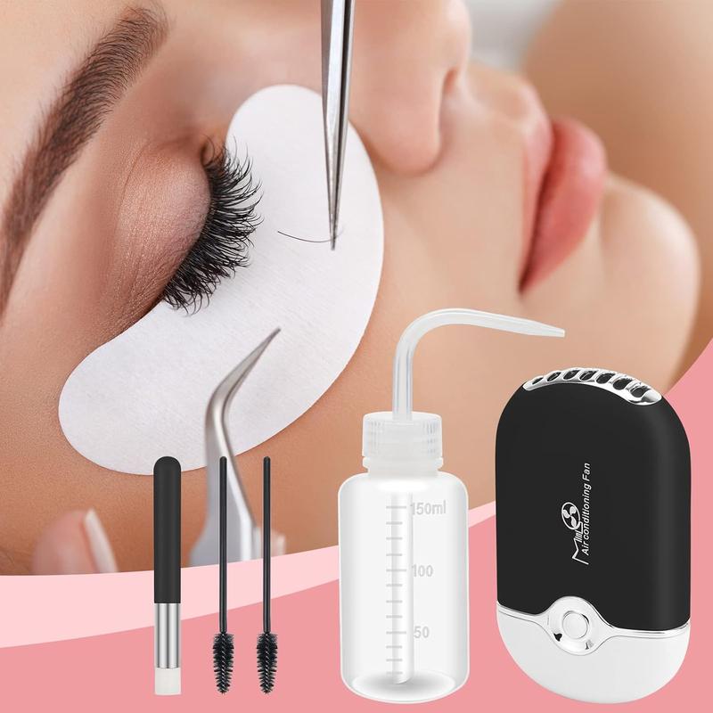 5PCS Lash Fan Kit - USB Mini Portable Lash Dryer, Squeeze Bottle and Lash Shampoo Brushes for Home and Salon Supplies lash extension