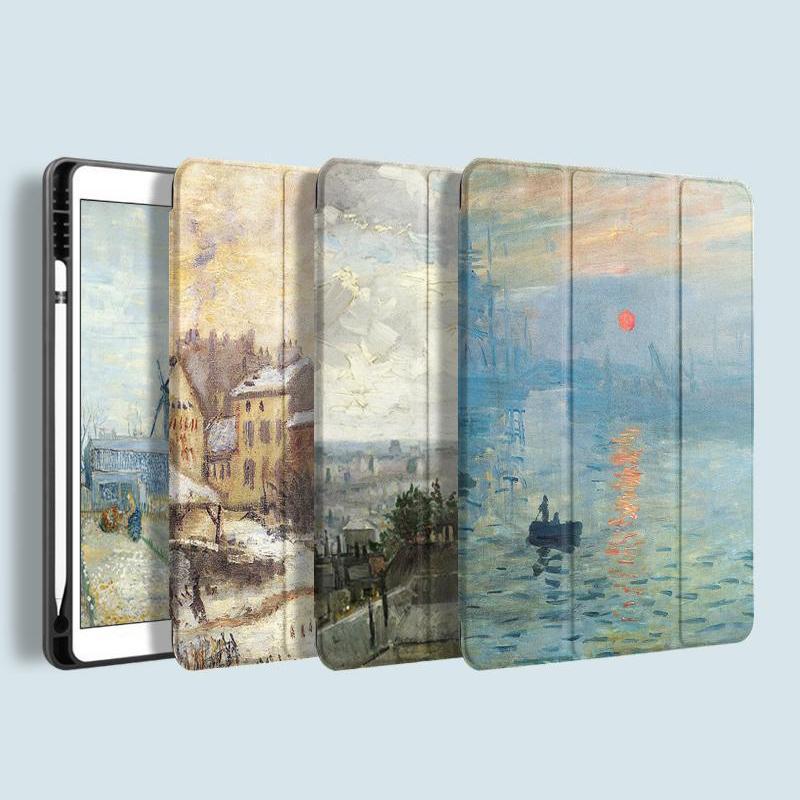 Landscape Pattern Tablet Case, 1 Count Tablet Protective Cover with Pencil Holder, Tablet Accessories Compatible with iPad