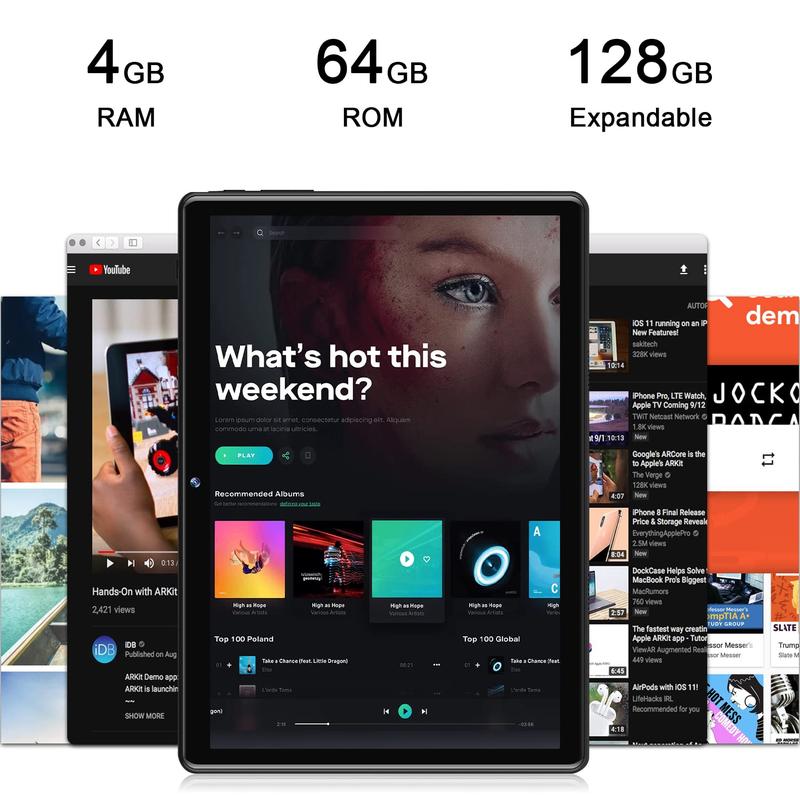 [Tablet on Sale] 2024 Newest Tablet 10 Inch, Android 11 Tablet Newest Octa-Core Processor, 2 in 1 Tablet with Keyboard, 64GB ROM + 4GB RAM Storage, 128GB Expandable, 5G WiFi, Bluetooth, GPS, 1280 * 800 HD Display