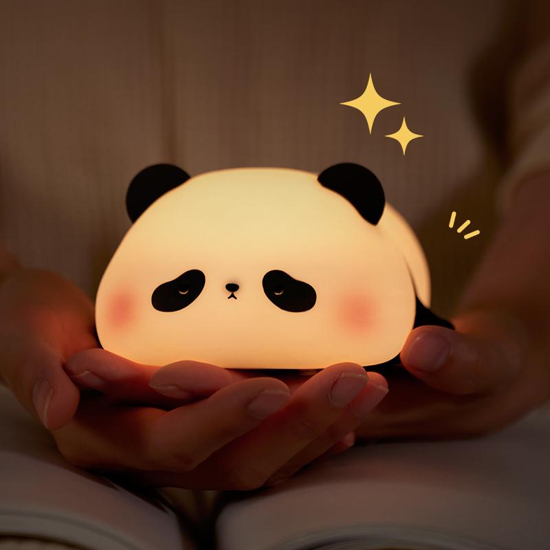 Panda LED Night Light, Cute Silicone Panda Night Light USB Touch Night Lamp, Bedroom Timing Lamp For Decoration Children's Gift