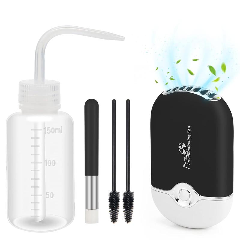 5PCS Lash Fan Kit - USB Mini Portable Lash Dryer, Squeeze Bottle and Lash Shampoo Brushes for Home and Salon Supplies lash extension