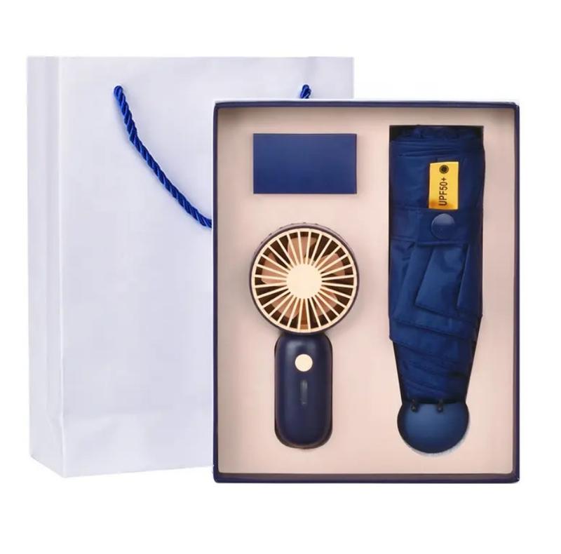 automatic Umbrella, hand held Mini Fan and USB Cable Giftset Manufacturer Warrenty Multifunction Birthday Mobile