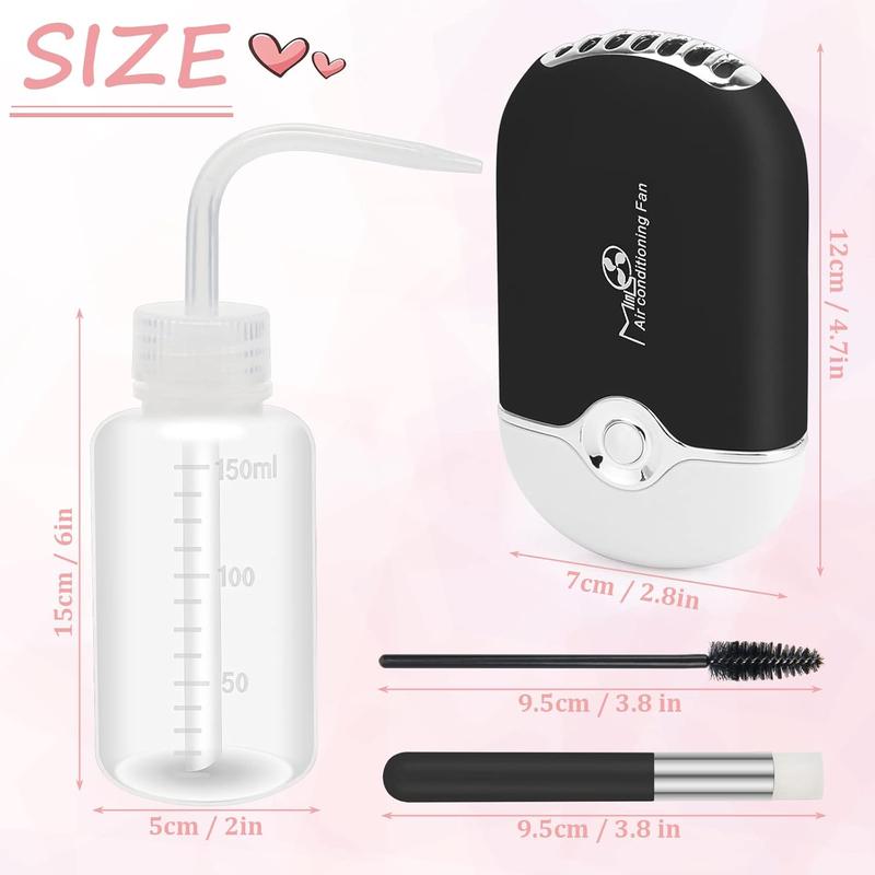 5PCS Lash Fan Kit - USB Mini Portable Lash Dryer, Squeeze Bottle and Lash Shampoo Brushes for Home and Salon Supplies lash extension