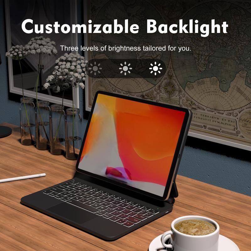 The Magic Keyboard Case For IPad Air 13-inch M2 2024 And IPad Pro 12.9-inch 6th 5 4 3rd Generation Will Transform Your Experience. 7-color Backlight Design With Three Adjustable Brightness Levels. Hall Switch Design Allows The Device To Ent