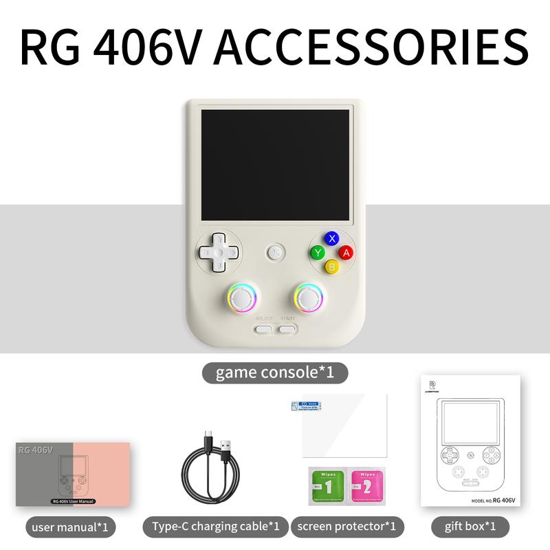 ANBERNIC RG406V Handheld Game Console 4’’ IPS Touch Screen Android 13 Unisoc T820 64-bit Game Player 5500mAh RGB lighting Retro Protection