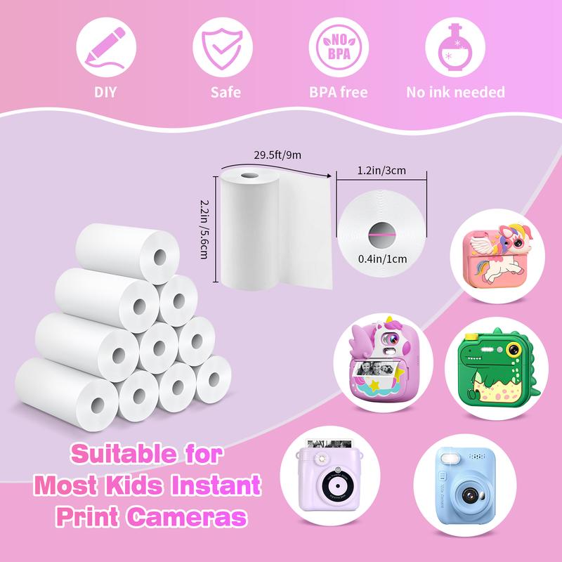 Instant Print Camera for Kids - 2.4 Inch Kids Camera Instant Print with Print Paper & 32G Card- Kids Toys HD Digital Camera as Christams Birthday Gifts for Girls Boys Age 3-12 Mini Instant