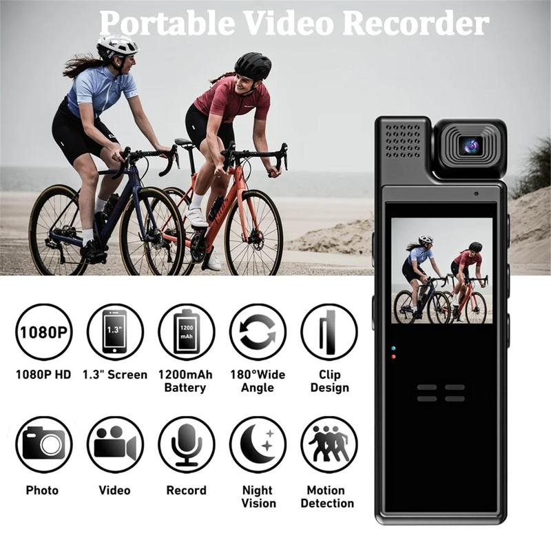 4K Wearable Vlog Camera, Portable Body Camera with 180° Rotation Lens & 1.3'' LCD Color Screen, Wireless WiFi Action Camera with Motion-Detection