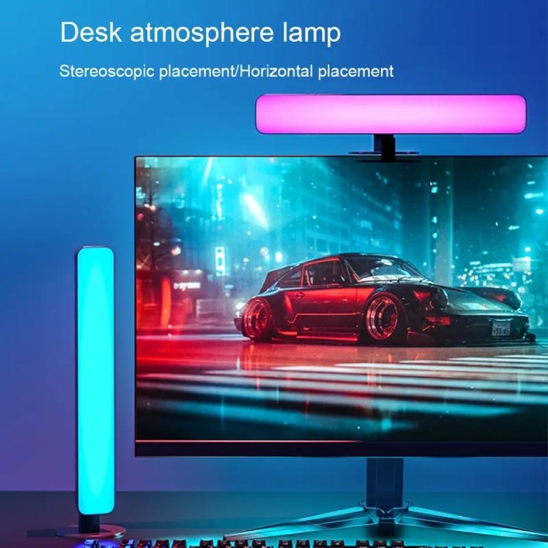 USB LED Ambient Light, Rectangle Shaped Music Sync RGB Ambient Table LED Light, Room Lights for Bedroom, Brightness Adjustable RGB Desktop Night Light, Room Lamp for Dressers for Bedroom Decor