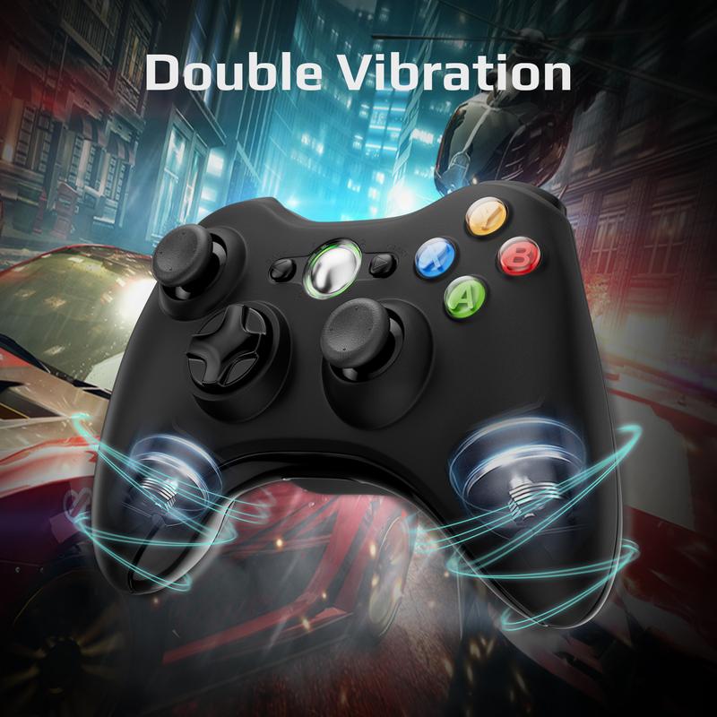 Wireless Controller For Xbox 360 PC Windows, 2.4Ghz, Enhanced chip, Upgraded Joystick, Double Vibration, Stable connection, 2.4Ghz Wireless Receiver, B