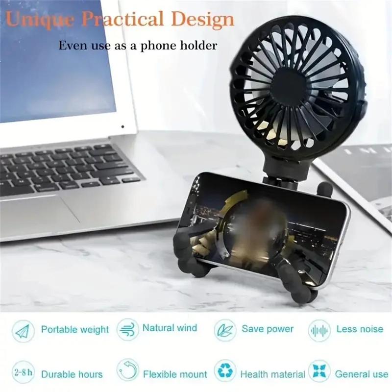 USB Rechargeable Portable Octopus Mini Fan, 1 Count Handheld Cooling Fan, Rotatable Octopus Fan, Suitable for Home Office Outdoor Camping