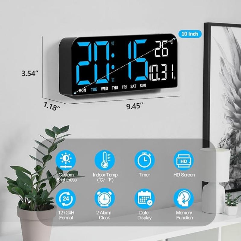 Modern LED Digital Wall Clock Decorative, 10