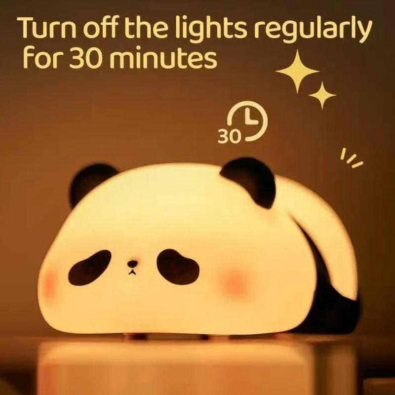 Cute Panda Design Silicone Pat Light, USB Rechargeable LED Light, Sleep Light Bedside Lamp, Decorative Eye Protection Lamp, Outdoor Camping Light