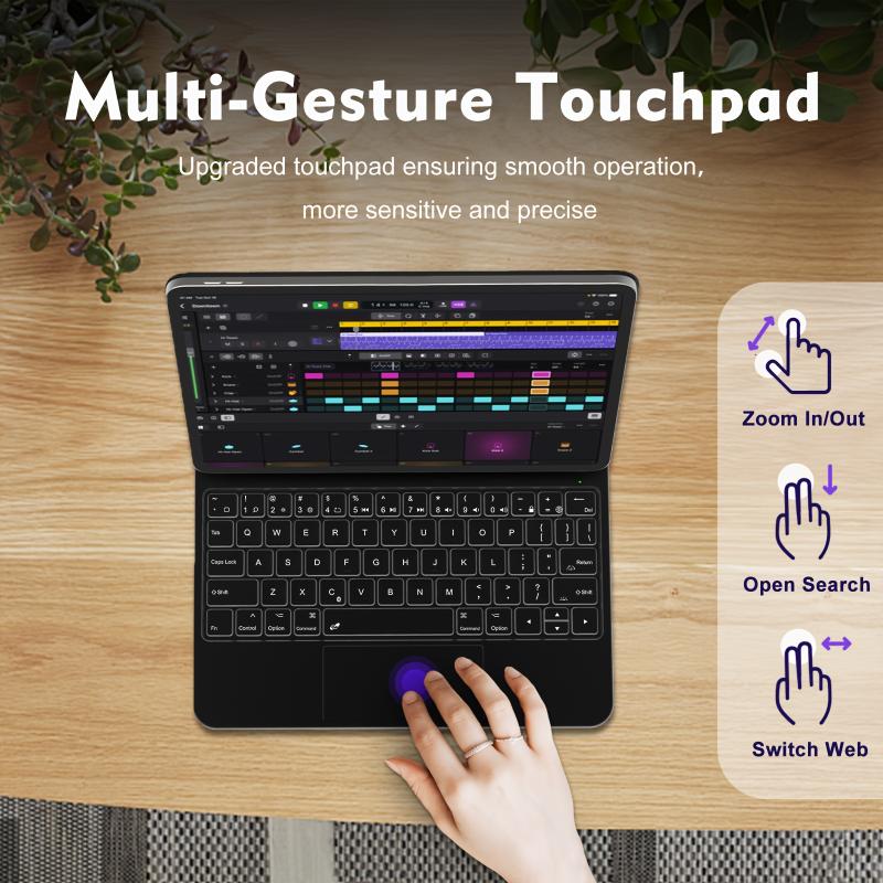 The Magic Keyboard Case For IPad Air 13-inch M2 2024 And IPad Pro 12.9-inch 6th 5 4 3rd Generation Will Transform Your Experience. 7-color Backlight Design With Three Adjustable Brightness Levels. Hall Switch Design Allows The Device To Ent