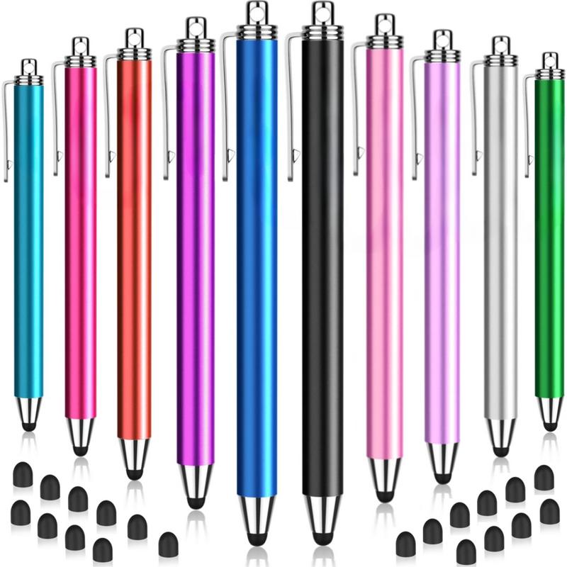 Touch Screen Stylus Pen, 10 Pack Thin Rubber Tip Replaceable Nibs Function Pack W  20 Replacement Nibs for Tablets, Cell Phones, Tablet , Smartphones and all Touch Screen Devices (10 Count pens + 20 pens)