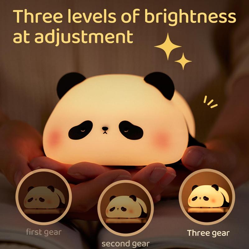 Cute Panda Design Silicone Pat Light, USB Rechargeable LED Light, Sleep Light Bedside Lamp, Decorative Eye Protection Lamp, Outdoor Camping Light