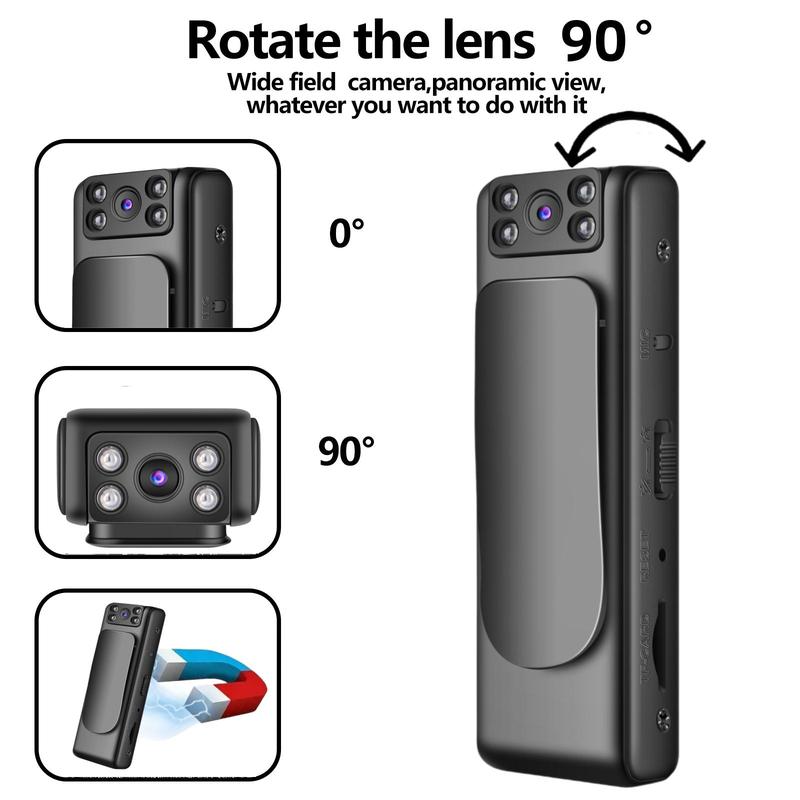 3-in-1 All-around Action Camera, Portable 1080P HD Outdoor Sports Camera, Wearable Body Cam with 90° Rotation Lens & IR Night Vision for Outdoor Sports