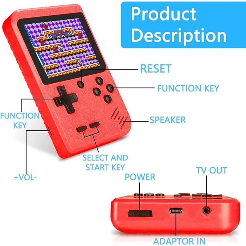 Retro Handheld Game Console,Handheld Game Console, 500 Classical FC Games,Portable Gaming Kids Electronics with Color case Mini Video Games Gameboy Support Connecting TV Gift for Kids Adult Birthday New Year Christmas Valentine's Day gift