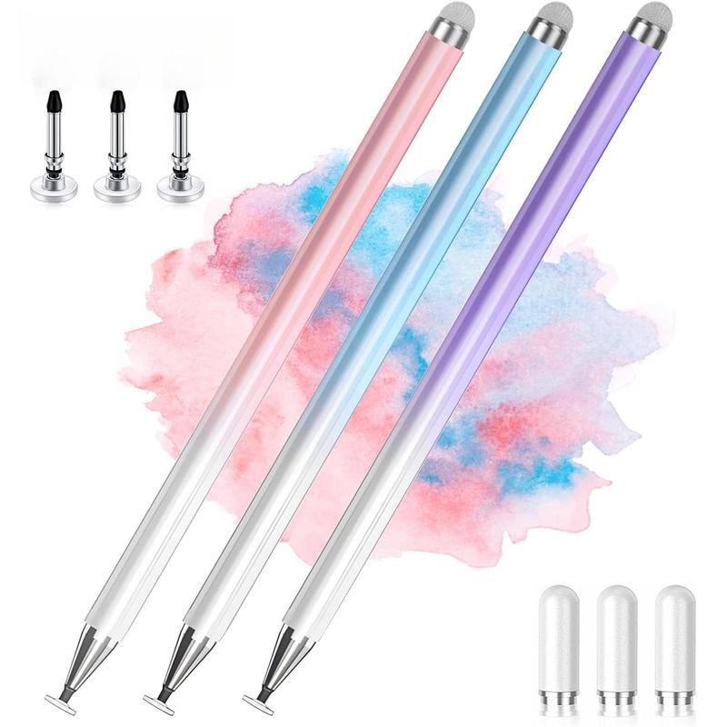 2 in 1 High Precision Universal Stylus Pen, 3 Counts Stylus Pen Compatible with iPad, iPhone, Android, Microsoft Tablets, Phones