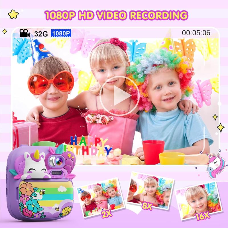 Kids Camera Instant Print,  Camera for Kids with Printable Photos,  Camera Toys for Children, Digital Camera Birthday Gifts for Girls