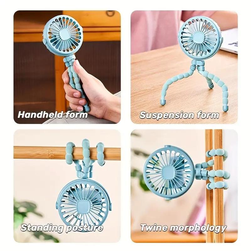 USB Rechargeable Portable Octopus Mini Fan, 1 Count Handheld Cooling Fan, Rotatable Octopus Fan, Suitable for Home Office Outdoor Camping