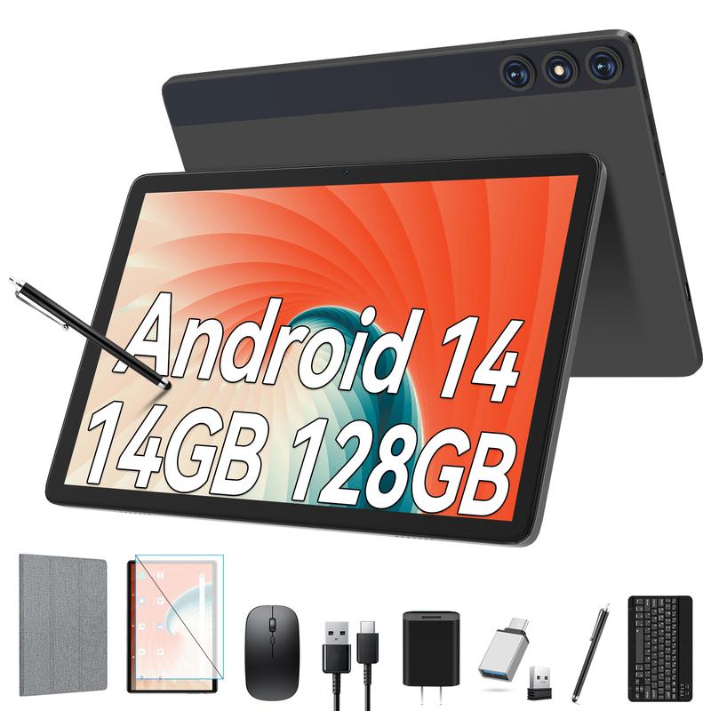 Android 14 Tablet, 128GB+14(8+6 Expand)GB, 10inch 4G Phone Tablet, 5G WIFI+Cellular, Octa-Core, Dual Sim Card Slot, 13MP Camera,GPS,1TB Expand,1920*1200 FHD IPS,8000mAh,Face Unlock,Tablet with Keyboard, Tablet kids Android